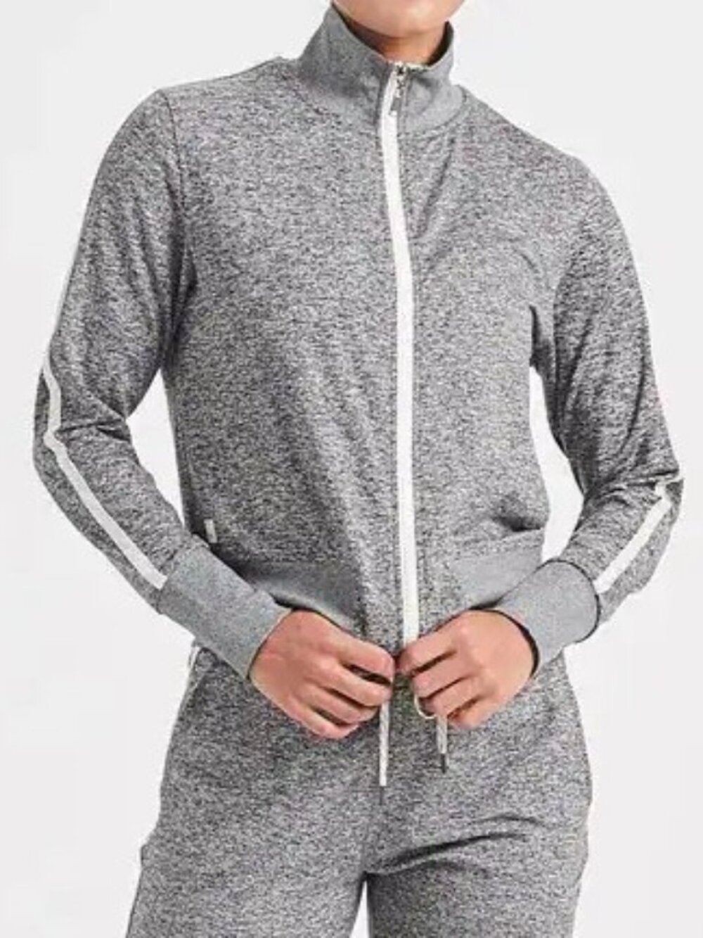 VOURI Eclipse Jacket Women's M Gray Cropped Full Zip Track Active Outdoor
